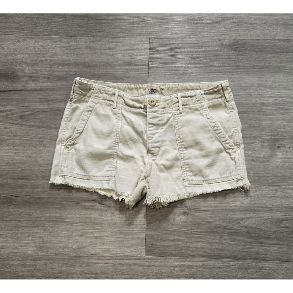 American Eagle Outfitters Canvas Khaki Utility Button Fly Womens Shorts Size 12